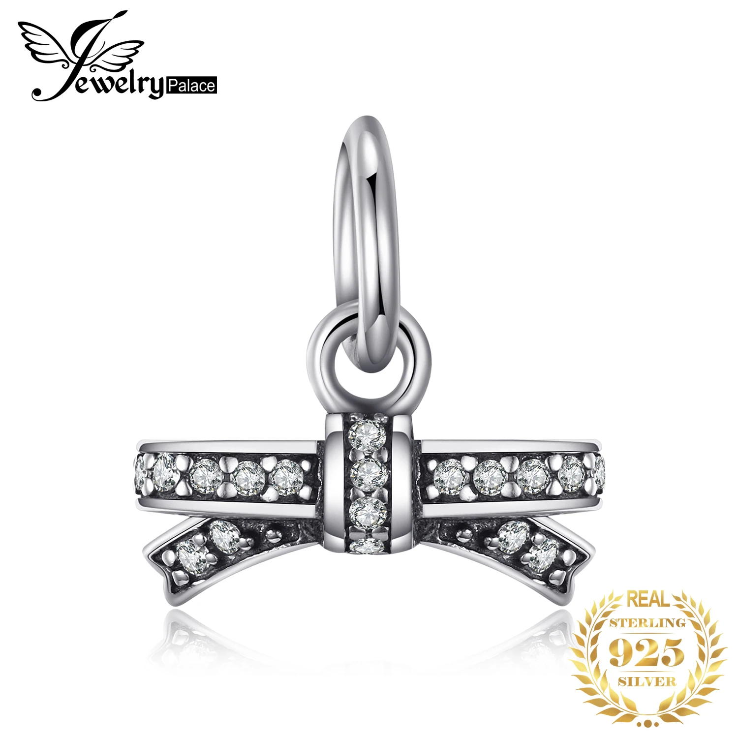 Jewelrypalace стерлингового серебра 925 Простые Модные лук ремень Мурано Стекло Шарм
