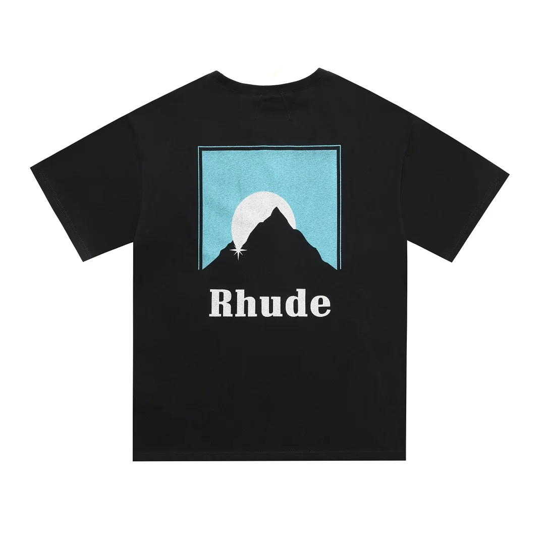 

Футболка RHUDE, мужская, женская, повседневная, с принтом логотипа Rh, уличная одежда, высокое качество, лето-весна, 2021