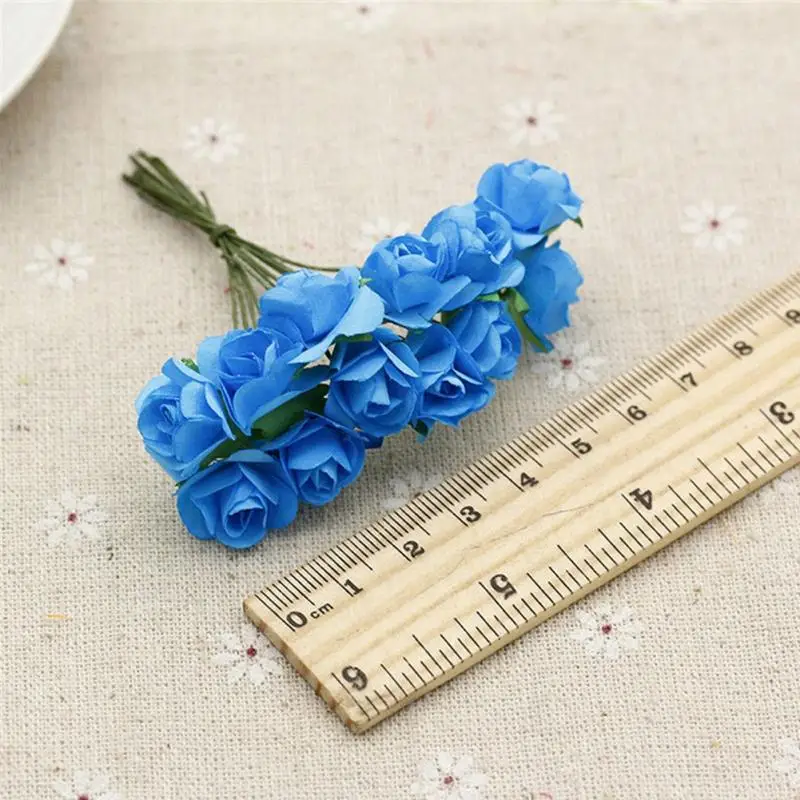 12 шт. мини бумажная Роза ручной работы искусственный цветок свадебное оформление