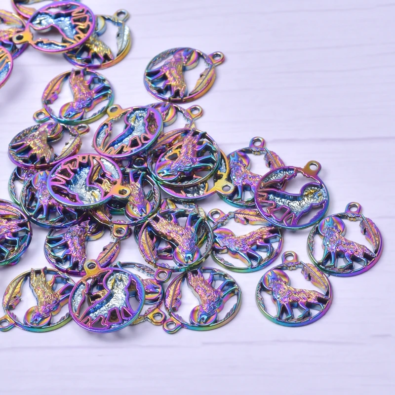 Круглые ажурные Подвески воющего волка 10 шт./лот подвеска сделай сам в виде