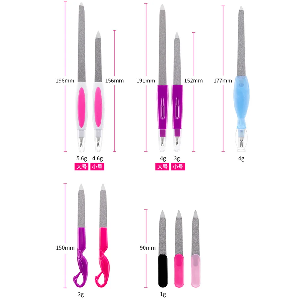 

Nail Art Stainless Steel Nail File Double-sided Manicure Tools Plastic Handle Frosted Polished Nail Dead Skin Fork Rubbing Strip