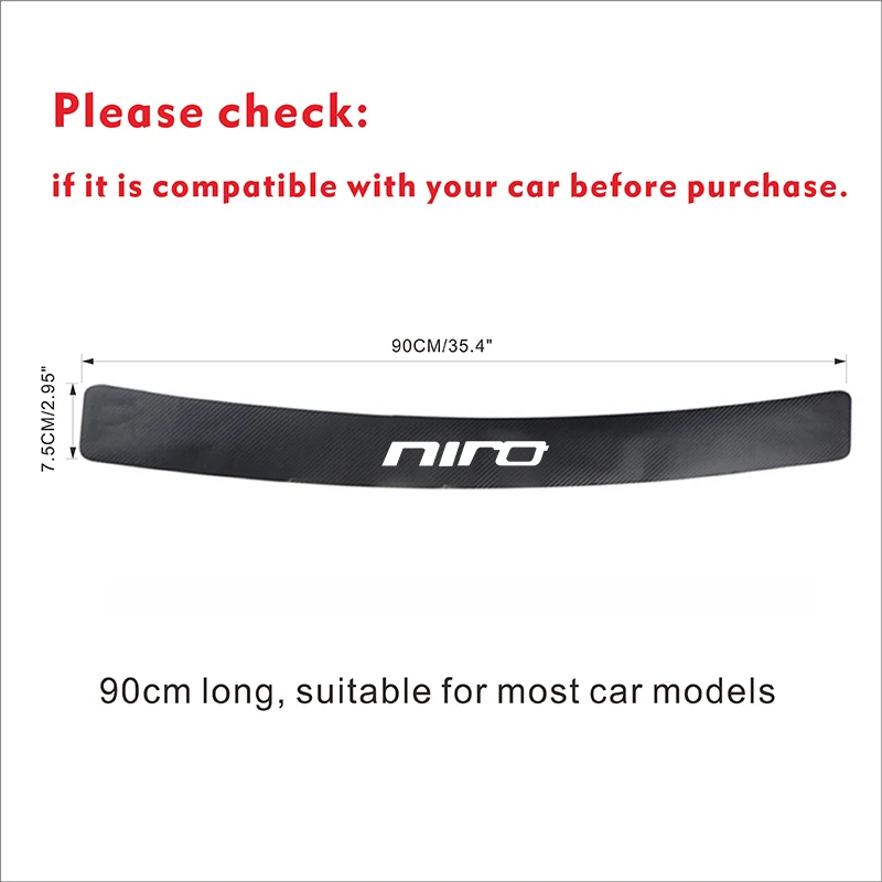 90CM X WHITE Автомобильный багажник задний бампер Защита для KIA Niro порога Накладка протектор PU накладка декоративная против царапин крышка полосы аксессуары - Цвет: 90CM X WHITE