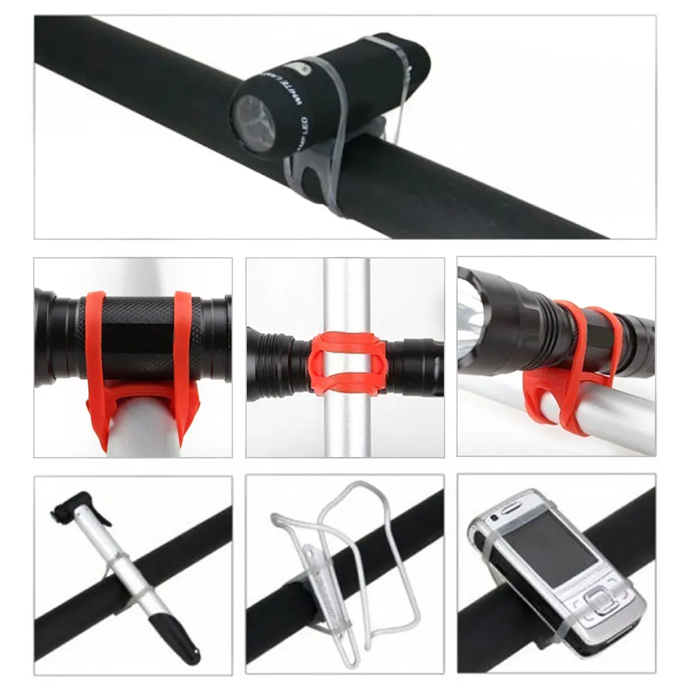 

High Quality 8pcs Bicycle Fixing Strap Bicycle Headlight Bracket Bike Handlebar Silicone Strap Durable Convenient Fast Delivery