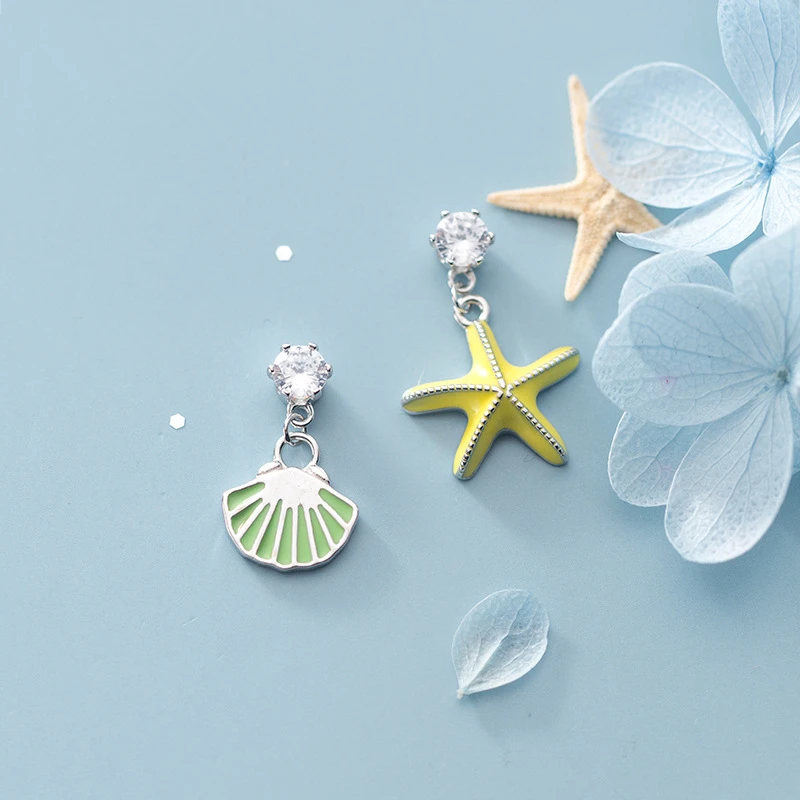 Женские асимметричные серьги-капельки из стерлингового серебра 925 пробы с