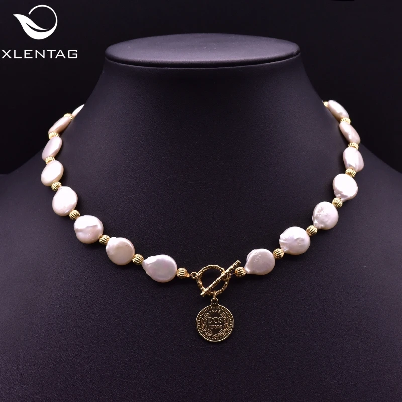 

XlentAg Natural Colourful Baroque Pearls Necklaces Tassel Pendants Iced Out Women Accessories Friendship Bohemian Jewelry GN0214