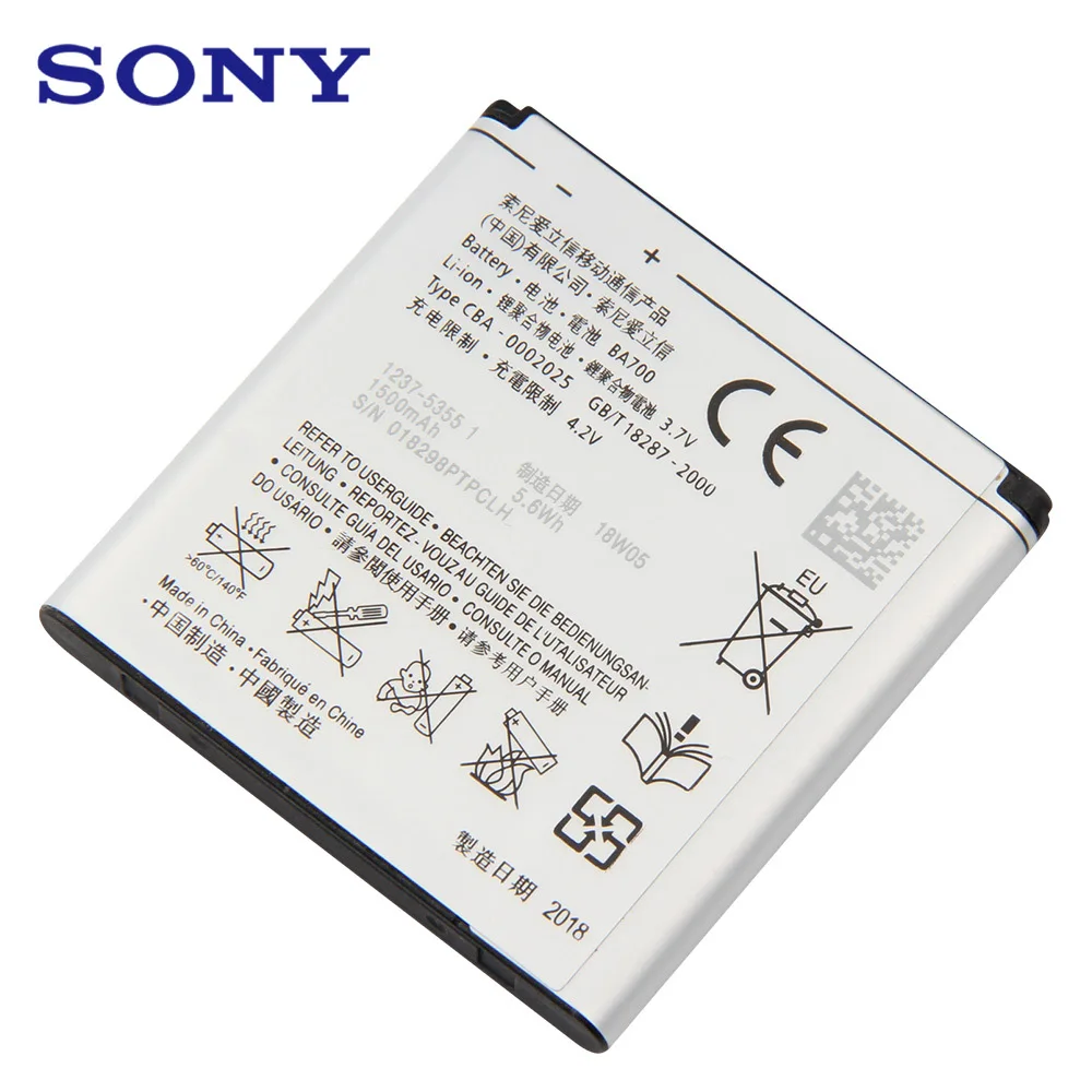 Оригинальная сменная батарея для Sony BA700 SONY ST18i MT15i MT16i MK16i MT11i ST21i ST23i телефона 1500 мАч