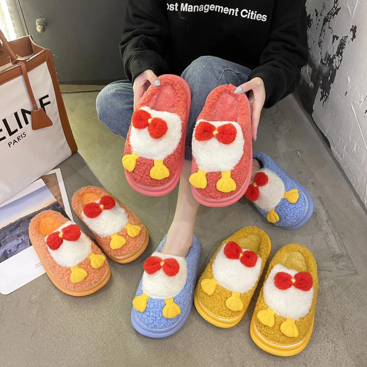 

Female Of Cotton Slipper Of New Style Of Autumn And Winter Cartoon Baotou Wears Household Outside Lovely Plush Slipper Female