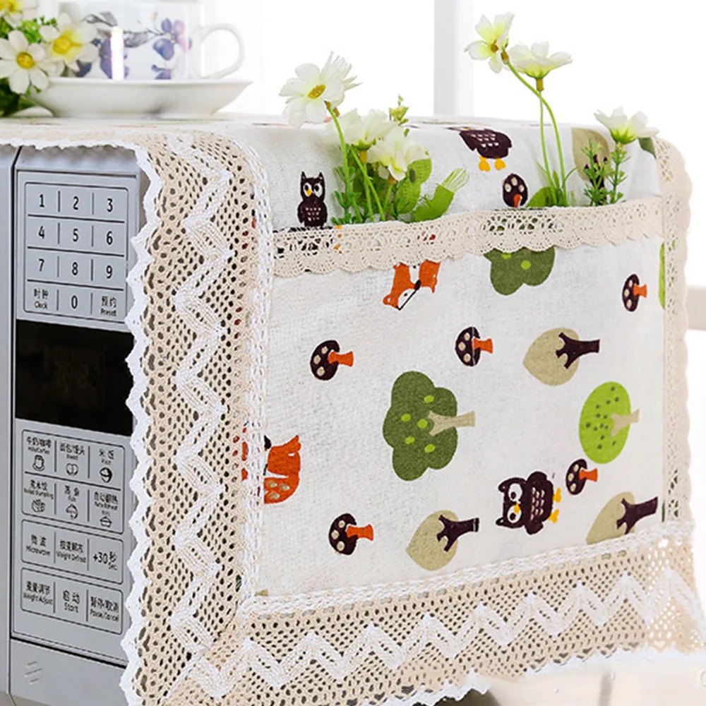 Лен Печать Пылезащитный чехол капюшон для микроволновой печи полотенце с сумкой