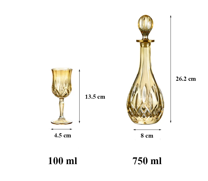 

7 Pcs gold color whiskey decanter set crystal wine glass 210310-05
