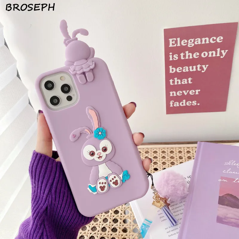 designer phone cases Dễ Thương Thỏ Tím Ốp Lưng Điện Thoại iPhone 12 11 Pro X Xr Xs Max Silicone Mềm Dẻo Trong Cho iPhone 6 6S 7 8 Plus Với Sang Trọng Bóng iphone leather case