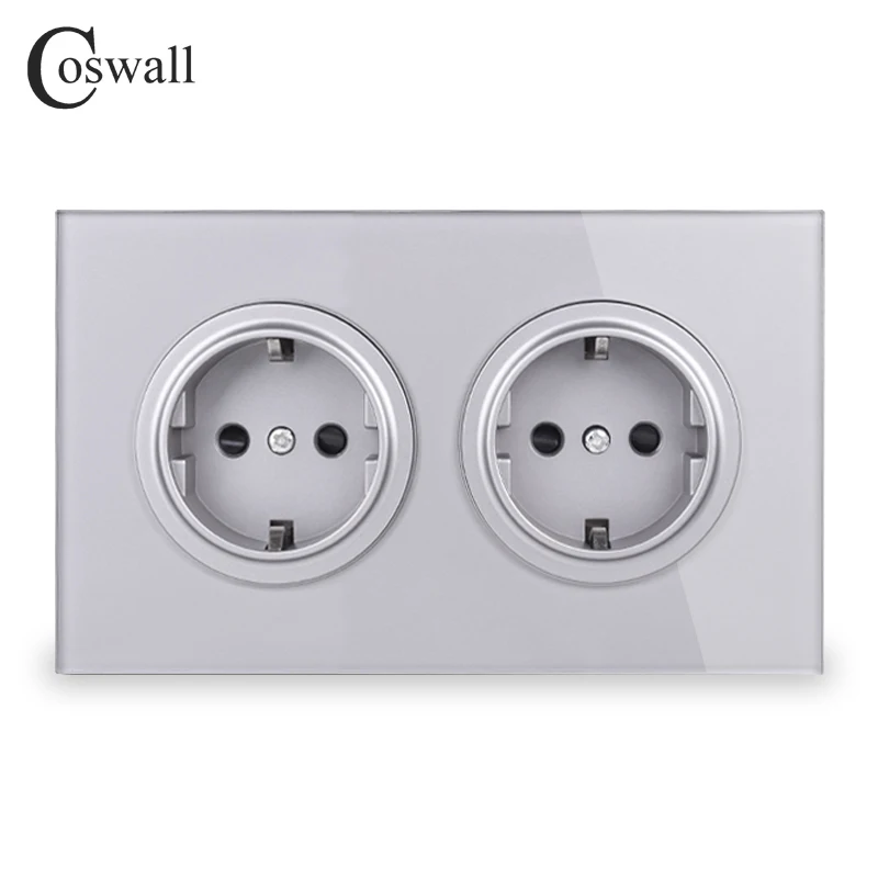 Стеклянная панель Coswall из закаленного стекла 16 А настенная розетка европейского