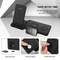 original 15w fast wireless 4 in 1 charging vertical stand with clock function for iphone 13 12 11 x samsung apple watch airpods