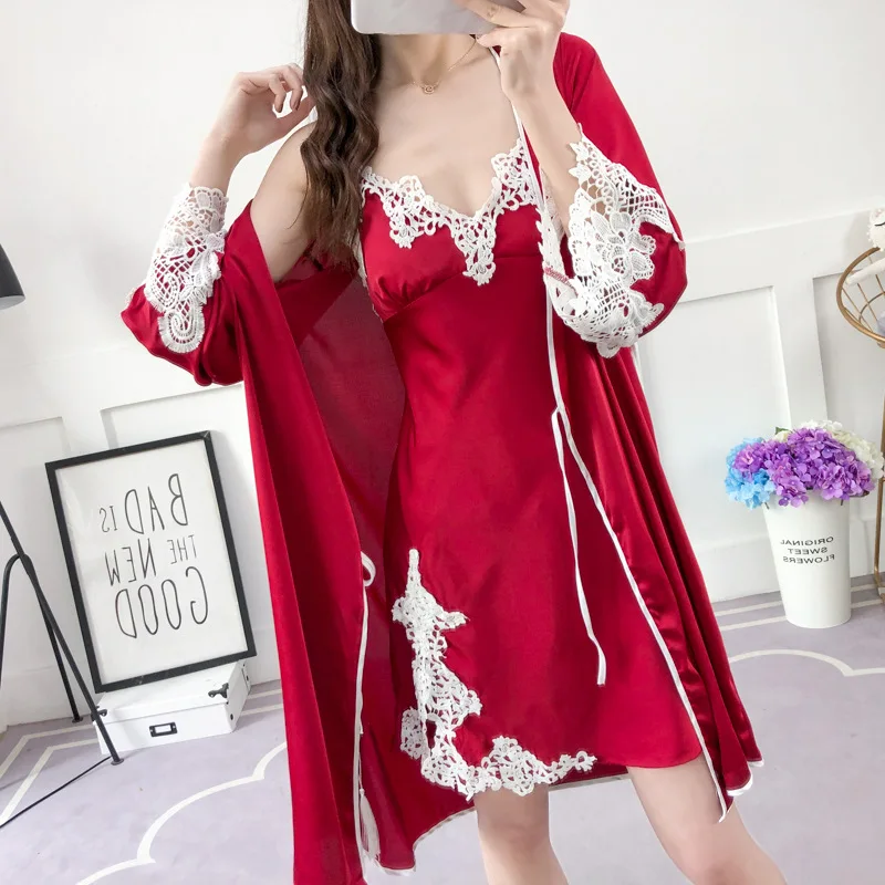 Кружевной Халат и платье подружки невесты кимоно Женские топы блузки банный