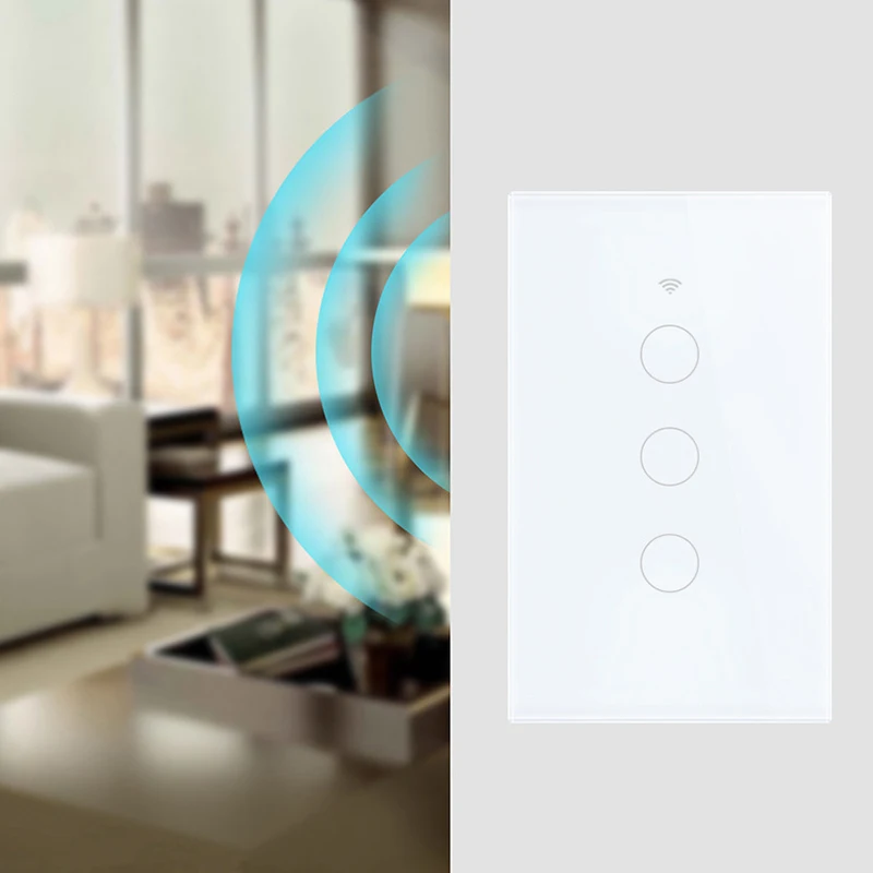 

Smart WiFi 3 Gang Light Switch Touch-Panel for Amazon Alexa Google Home White
