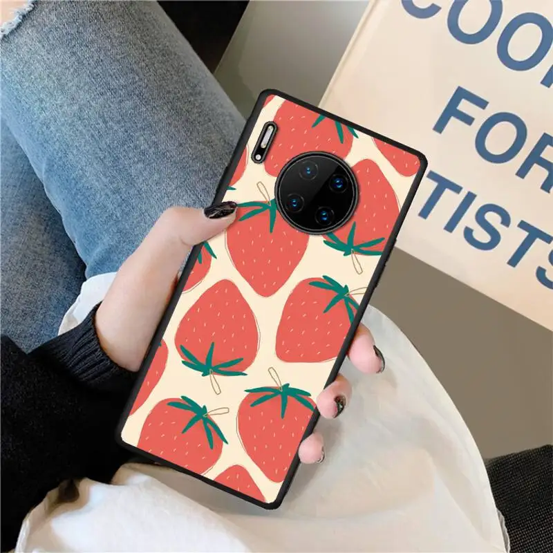 

Strawberry Sponge Cake Phone Case for Huawei P9 P10 P20 P30 P40 lite Pro smart 2016 2017 2019 2020 Fundas Cover