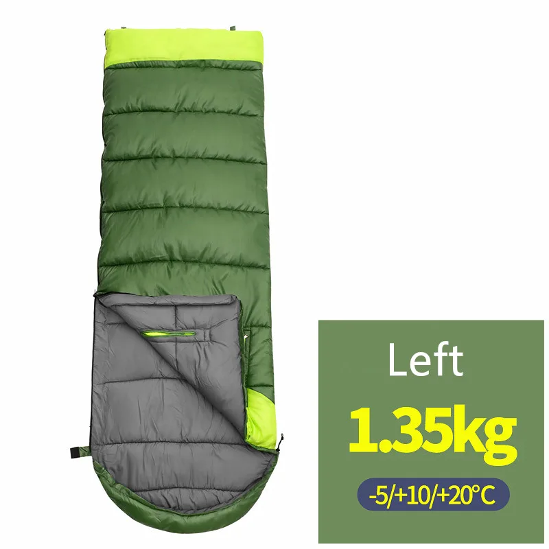 Green 1.35kg (Left) Водонепроницаемый дорожный спальный мешок на молнии, ветронепроницаемый конверт для путешествий, походный мешок для путешествий на открытом воздухе Hikin - Цвет: Green 1.35kg (Left)