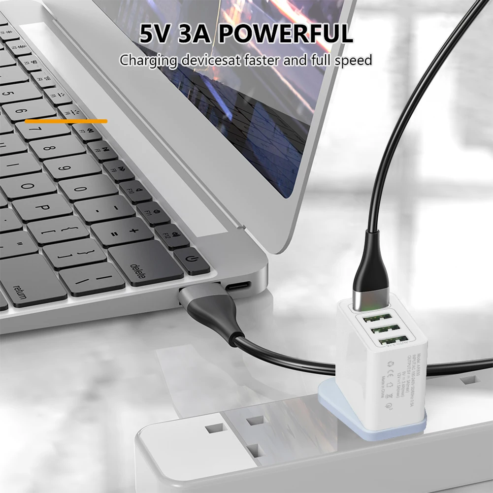 2 4/3A 5 в 1/4 USB QC 3 0 UK штекер зарядное устройство с кабелем Быстрая зарядка адаптер