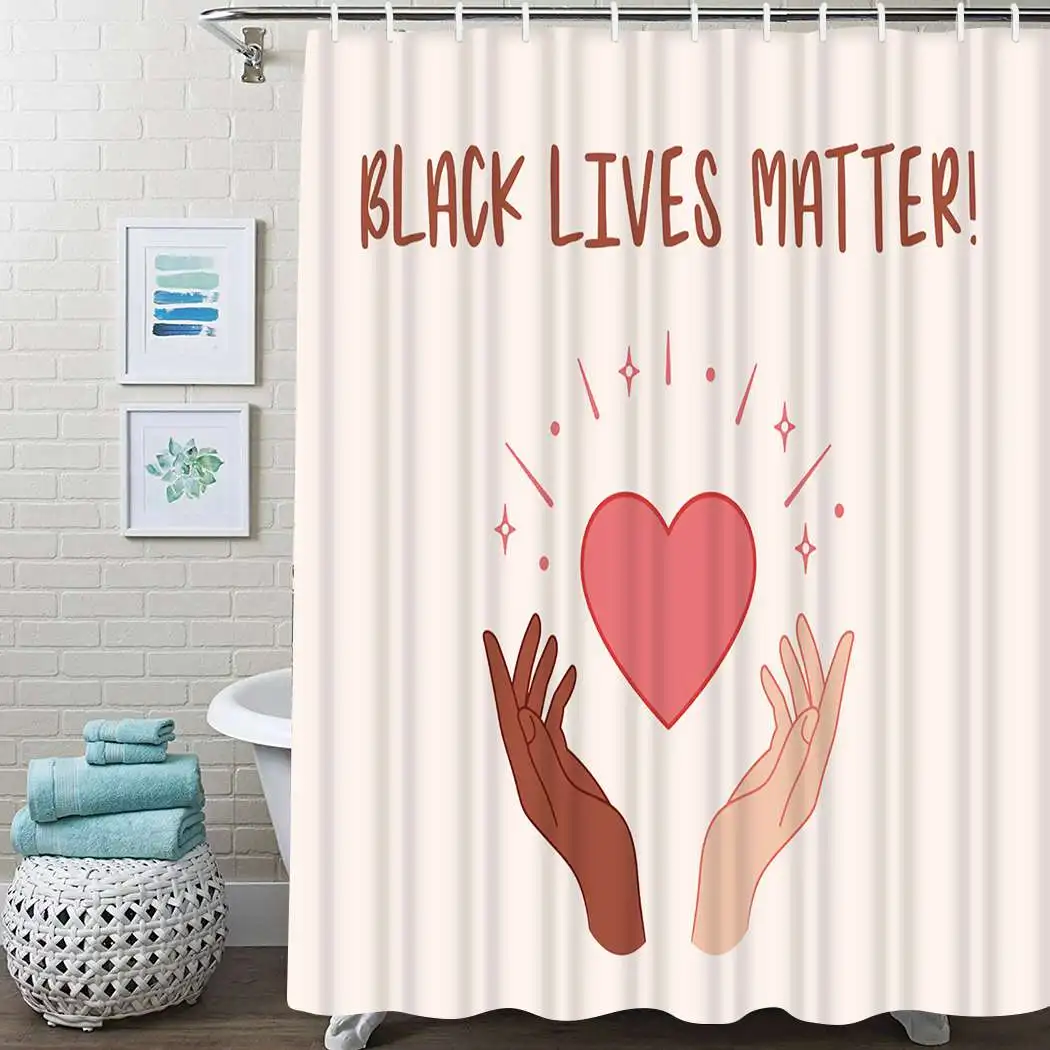 

Black Lives Matter Shower Curtain Blm Word Shower Curtain Waterproof Fabric For Bathroom Decor Shower Curtains Set with Hooks