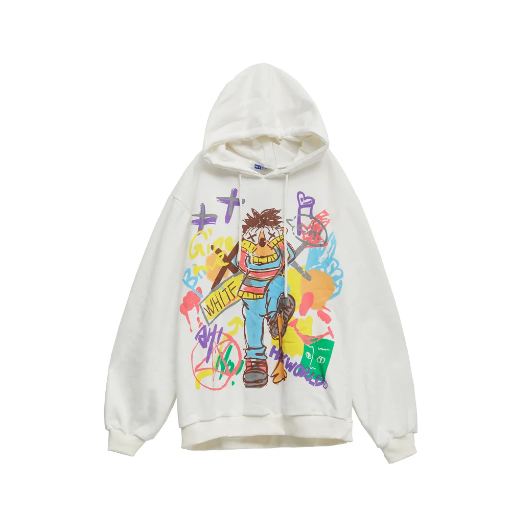 

Hip-Hop Graffiti Hoodie Women Streetwear Gothic Style Hooded Long-Sleeved Sweatshirt Autumn And Winter Casual Tops 2021