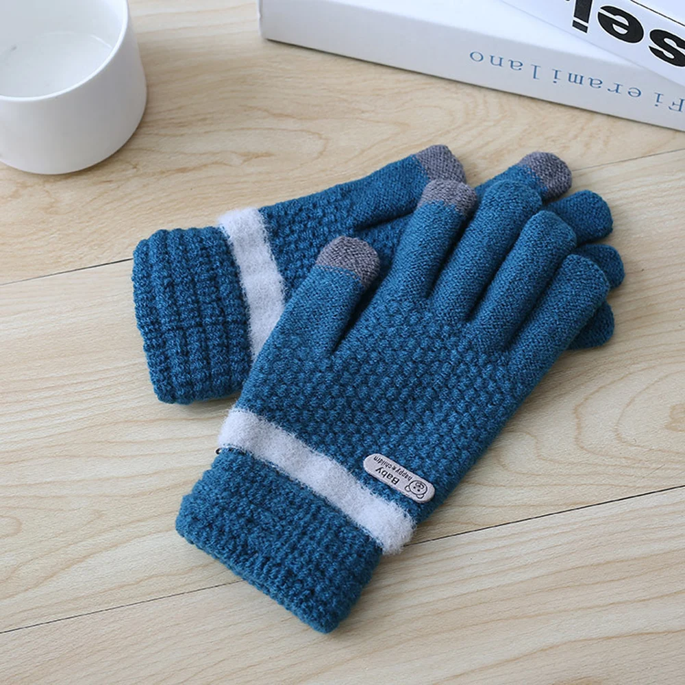

Women's Cashmere Wool Knitted Gloves Winter Warm Thick Touch Screen Gloves Solid Mittens For Mobile Phone Tablet Pad