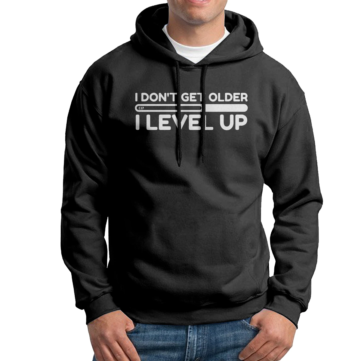 

Мужская толстовка с капюшоном I't Get Older I Level Up, толстовка из чистого хлопка для отдыха, пуловеры в подарок на день рождения