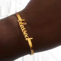 personalized engraved custom name stainless steel bracelet jewelry name words letters custom bracelet bangle for women men