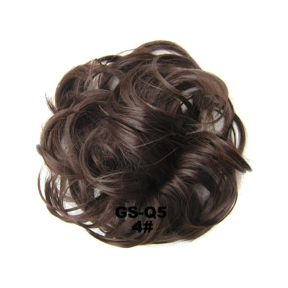 dark brown Синтетические эластичные волнистые кудрявые волосы пончик кудрявый шиньон волосы для женщин поддельные волосы булочка черный коричневый 1 шт. конские хвосты - Цвет: dark brown