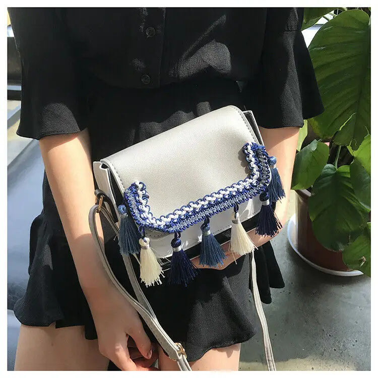 2020 женские кожаные портфели сумки через плечо с кисточками популярные цветные на