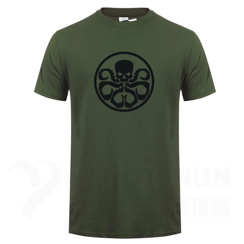 ArmyGreen 2 YUANQISHUN брендовая футболка, хит, стильная футболка с принтом черепа, 16 цветов, чистый хлопок, трендовая Мужская Футболка, большой размер, XS-3XL, топы, футболки - Цвет: ArmyGreen 2