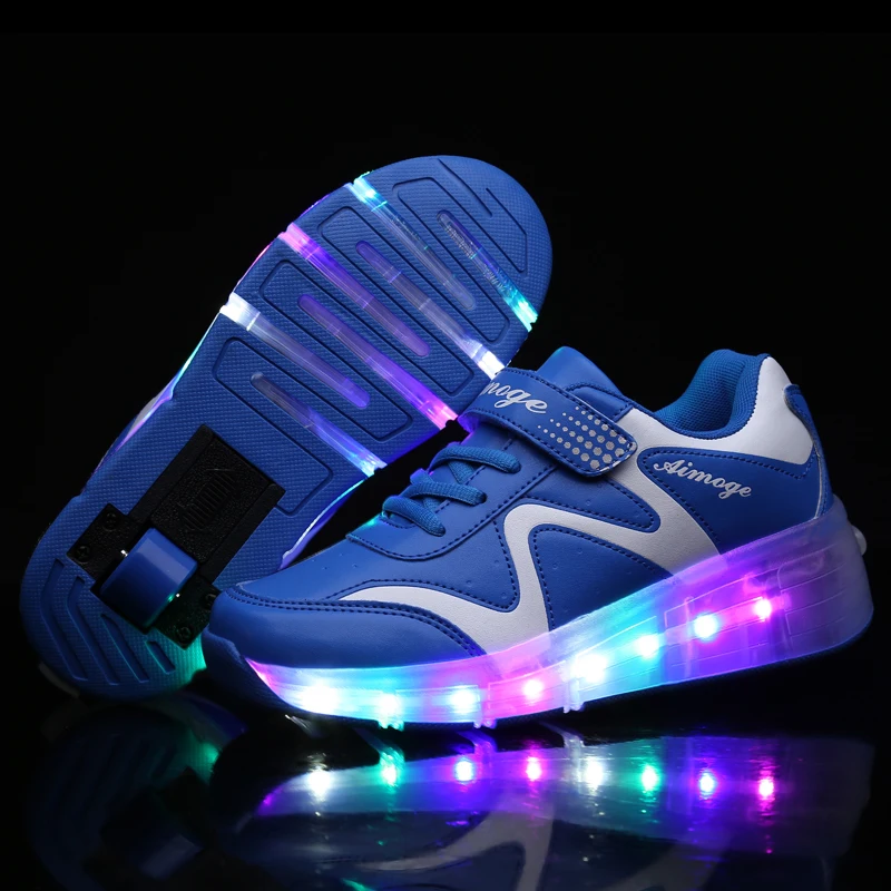 22 Heelys, новинка, USB зарядка, светодиодный, цветные, детские, модные кроссовки, обувь для катания на роликах, обувь для мальчиков и девочек, 21 цвет - Цвет: 22