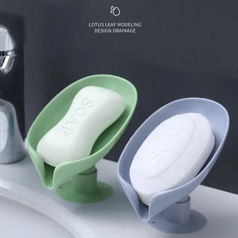 

For Leaf Soap Drain Box Bathroom Gadget Suction Cup Dish Toilet Gadgets Holder Container Storage Products Accessories Tray Sets