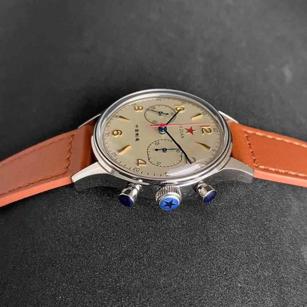Мужские наручные часы хронограф SEAKOSS ST1901 с ручным заводом 40 мм|Мужские