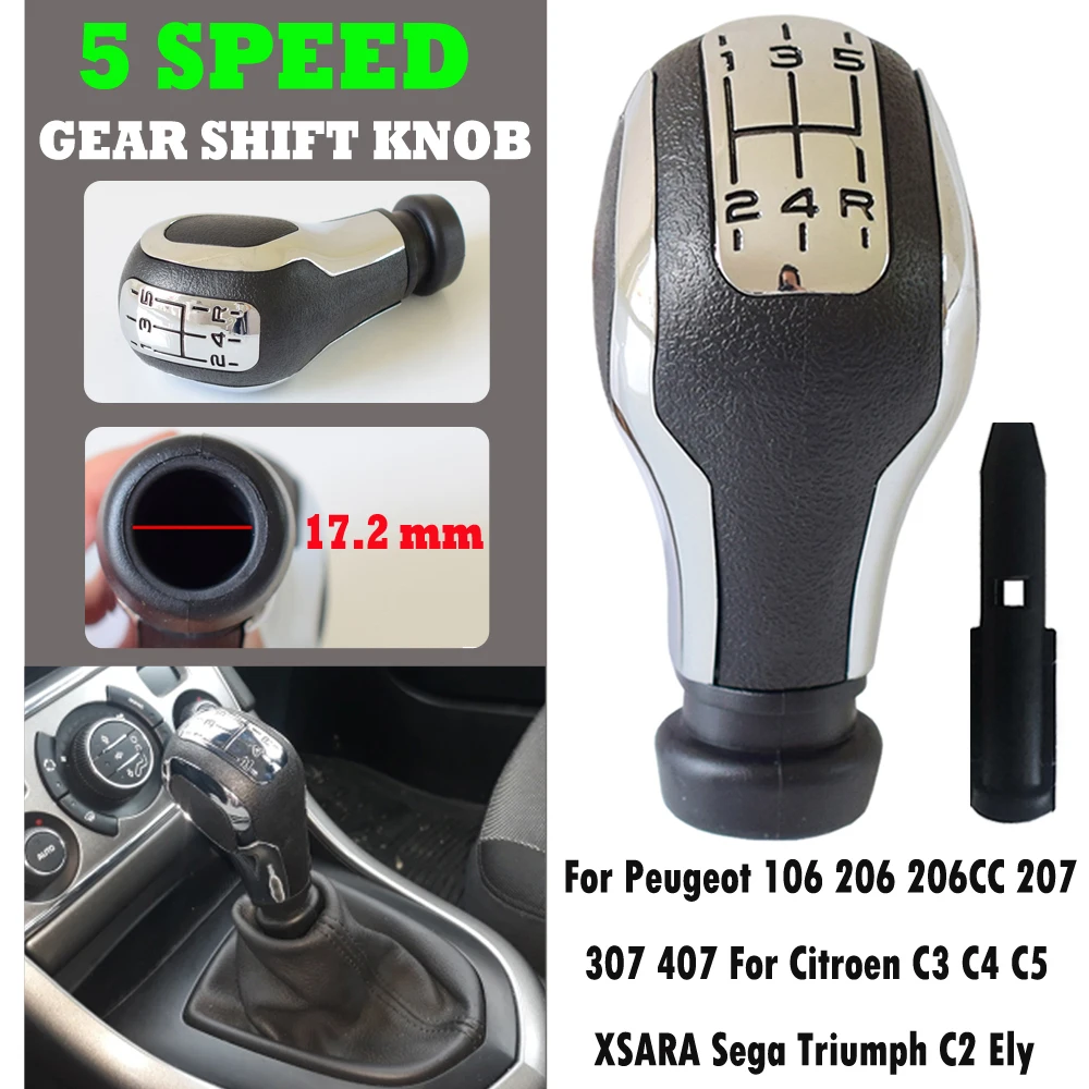 Ручной 5 скоростной хромированный рычаг переключения передач для Peugeot 106 206 207 307 407