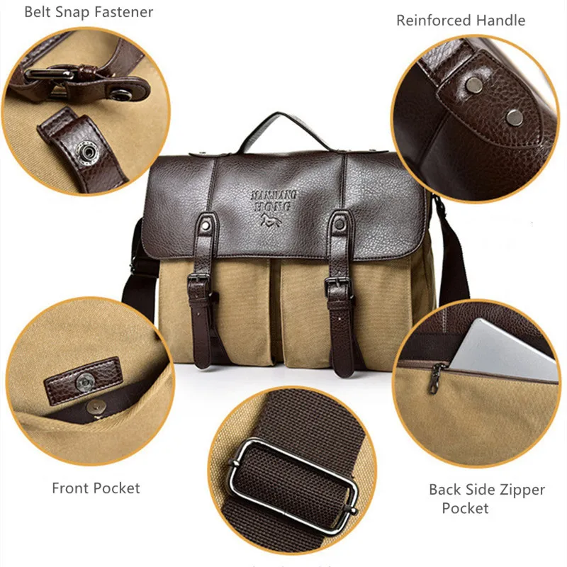 

Wholesale Price Mens Shoulder Bags & OL Handbag 2021 Newest Korea Business Briefcases Canvas Leather Patchwork Laptop Bag J510