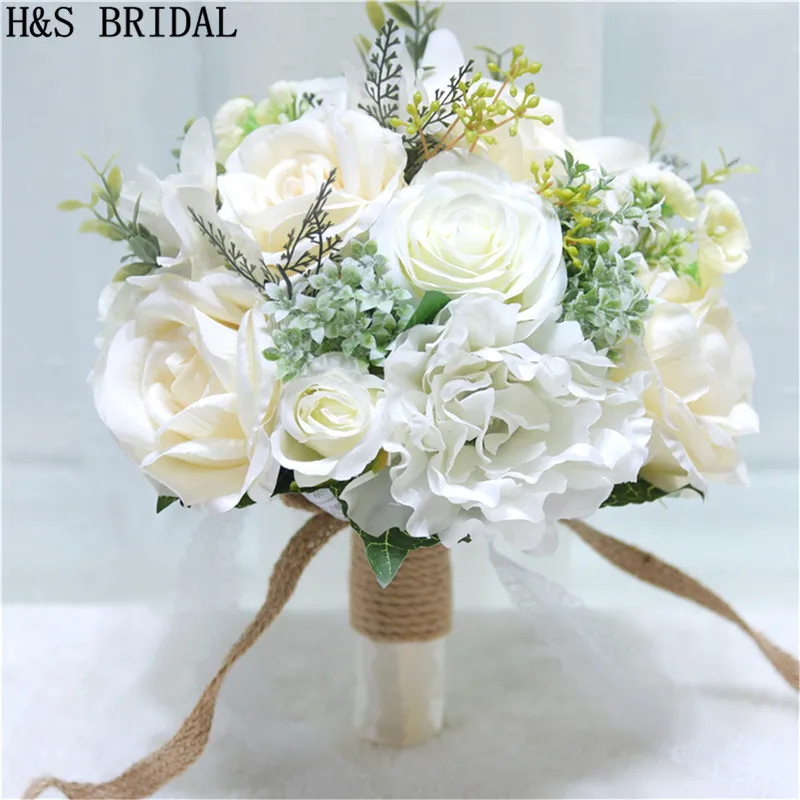 

Ivory Bridal Bouquet 2020 Wedding Bouquet de mariage Bridesmaid Artificial Bouquets Wedding Flower buque de noiva accessories