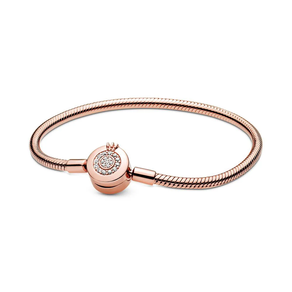 

Loveright Full Diamond Buckle Pan-Style 925 Rose Gold Snake Bracelets For Women Charms Beads For Jewelry Making 2021 Trend