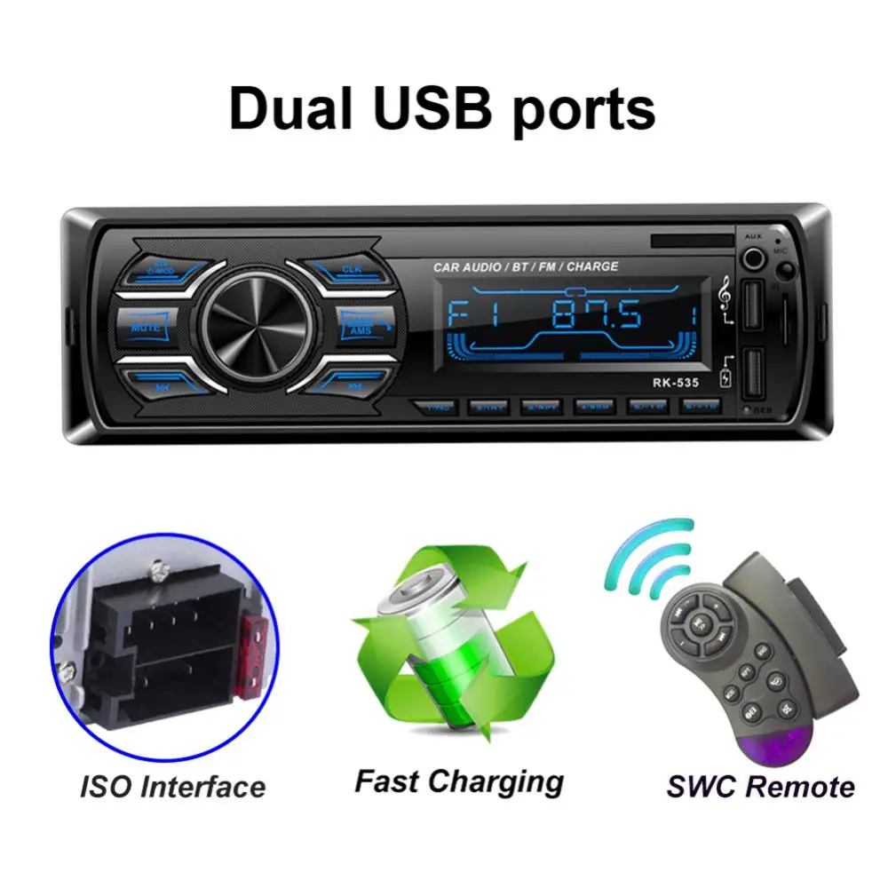 RK-535 Dual USB MP3 плеер универсальный автомобильный Micro-SD карта u-диск аудио FM радио