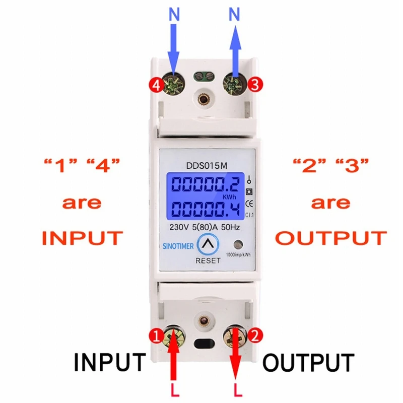 

230V 5(80A) Watt Meter Power Energy Analyzer with Reset Multifunctional Voltage Amp Meter Electric Consumption Monitor