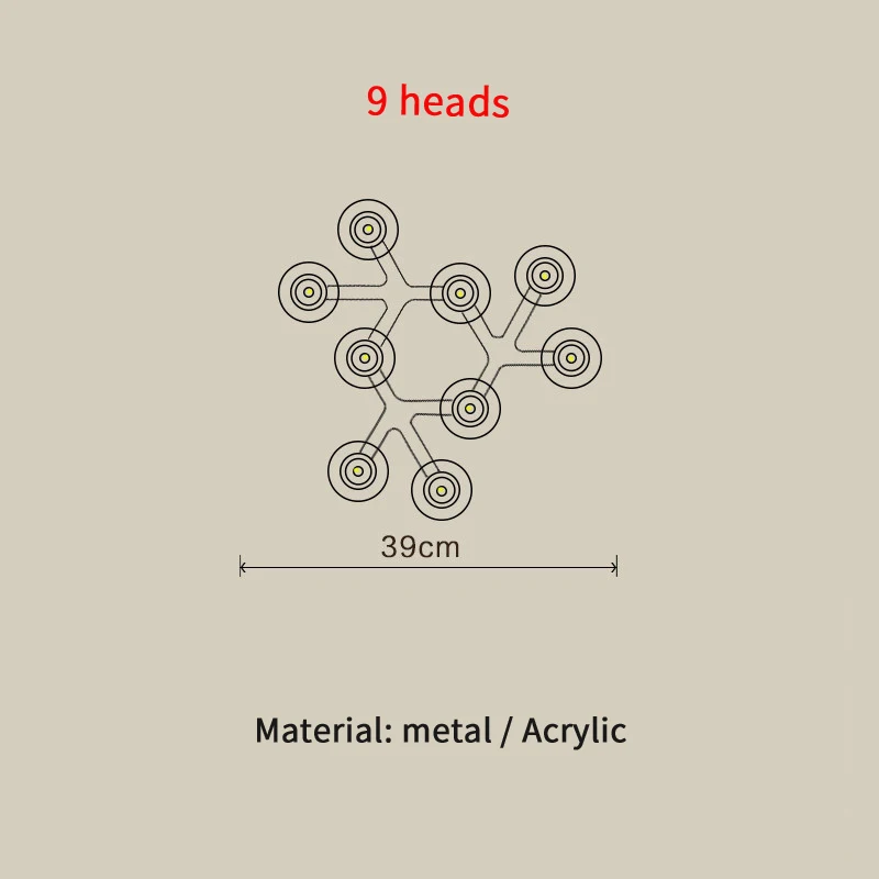 9heads Потолочные светильники Светодиодный купол свет Слива лампа-цветение металл, Акрил светодиодный светильник для гостиной столовой комнатной украшения lig - Цвет корпуса: 9heads
