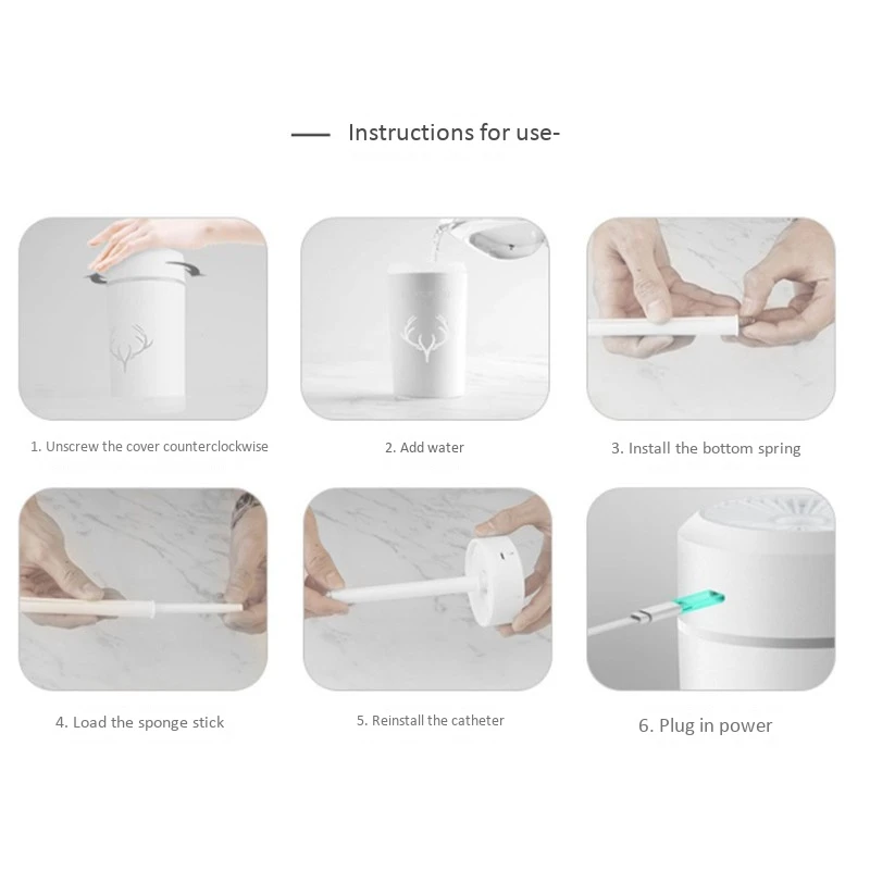 

Top Sale Creative Pet Deer Humidifier USB Household Sprayer Car Office with Colorful Light Air Water Replenishment Meter