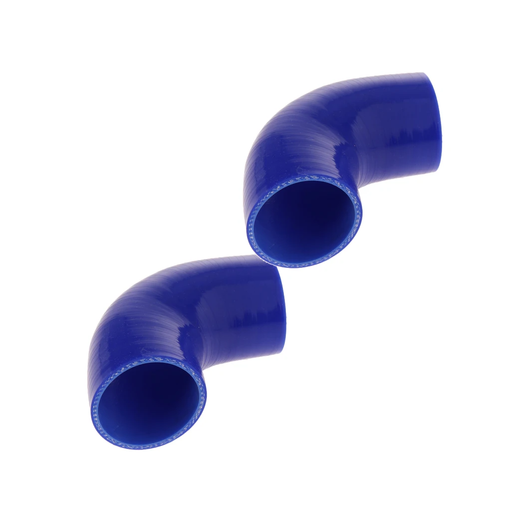 Set of 2 90 Degree 63mm Elbow Silicone Coupler Reducer Hose Intercooler Piping Blue | Автомобили и мотоциклы