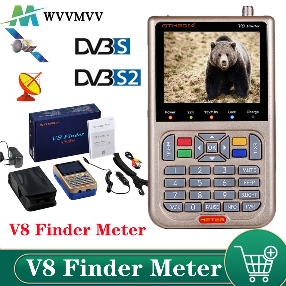 

V8 Finder Meter SatFinder Digital Satellite Finder DVB S/S2/S2X HD 1080P Receptor TV Signal Receiver Sat Decoder Location Finder