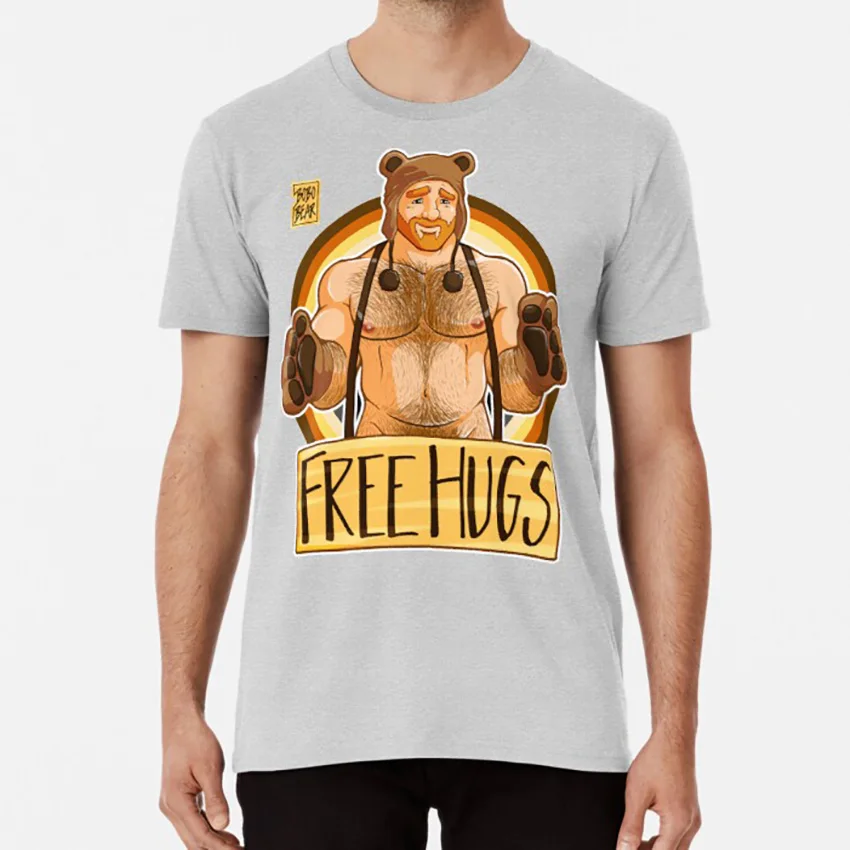 Футболка с надписью ADAM licks HUGS BEAR PRIDE GINGER EDITION bobobear bobobearart bobo bear week майка выдра на