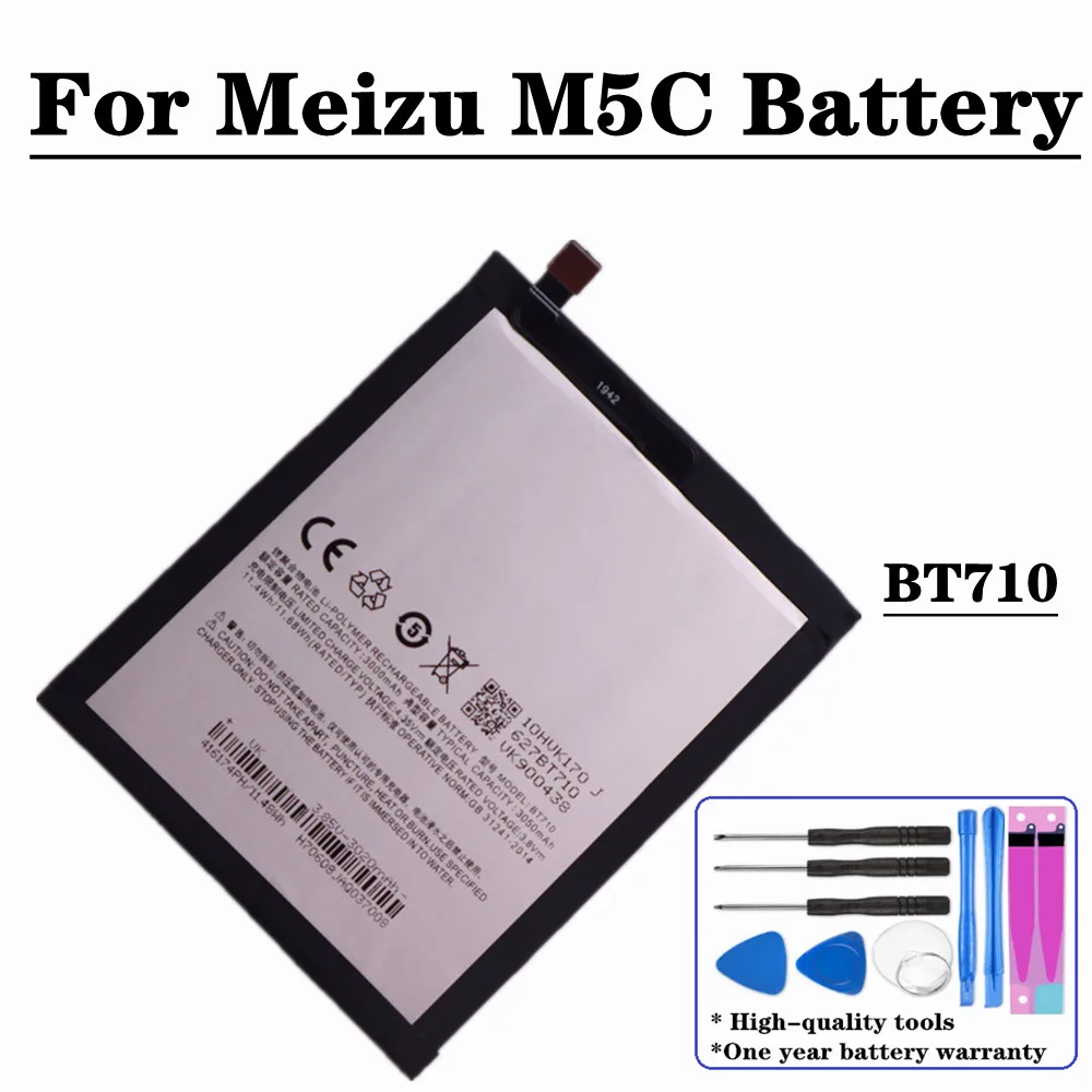 

BT710 3060mAh Battery For Meizu M5C Meilan 5C M710M M710H M793Q Blue A5 Phone Battery High Capacity Replacement Batteries + Tool