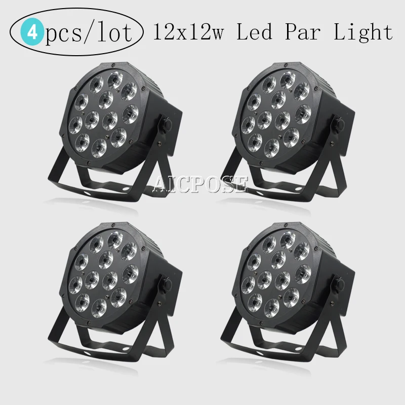 4 шт./лот RGBWA UV 6 в 1 12x12 Вт светодиодные прожекторы с дистанционным управлением RGBW