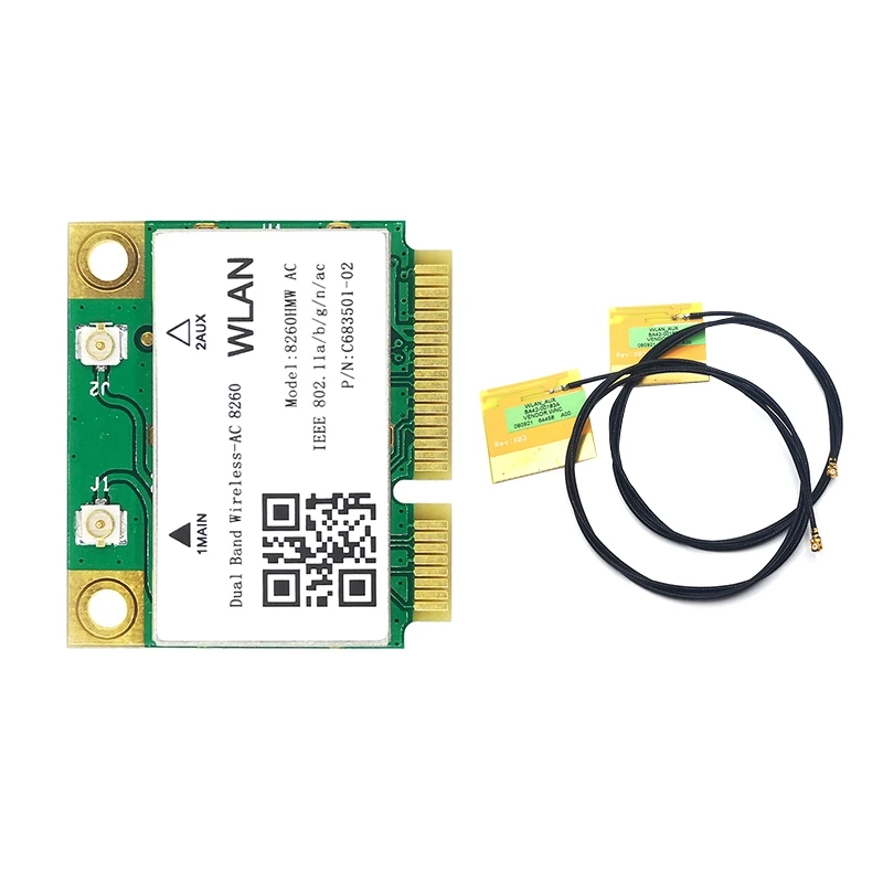 

Сетевая карта 8260AC с антенной Mini PCI-E 802.11AC 1200M 2,4G/5G Dual Band Bluetooth 4,2 для Win7 Win 8 Win 10