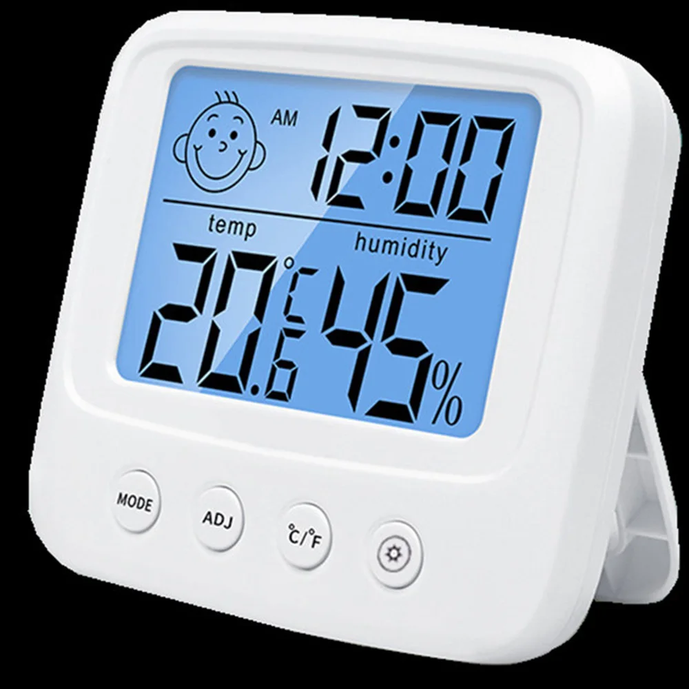 electronic hygrometer thermometer digital temperature alarm clock lcd baby room weather station folding indoor humidity monitor free global shipping
