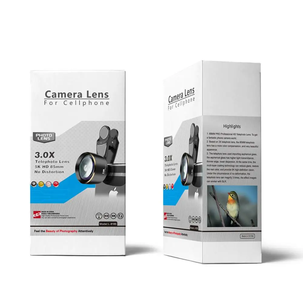 

Distortionless 3.0X Telescope Telephoto Lens 5K HD 85MM Phone Camra Portrait Lenses for iPhone Huawei Most Smartphones in Market