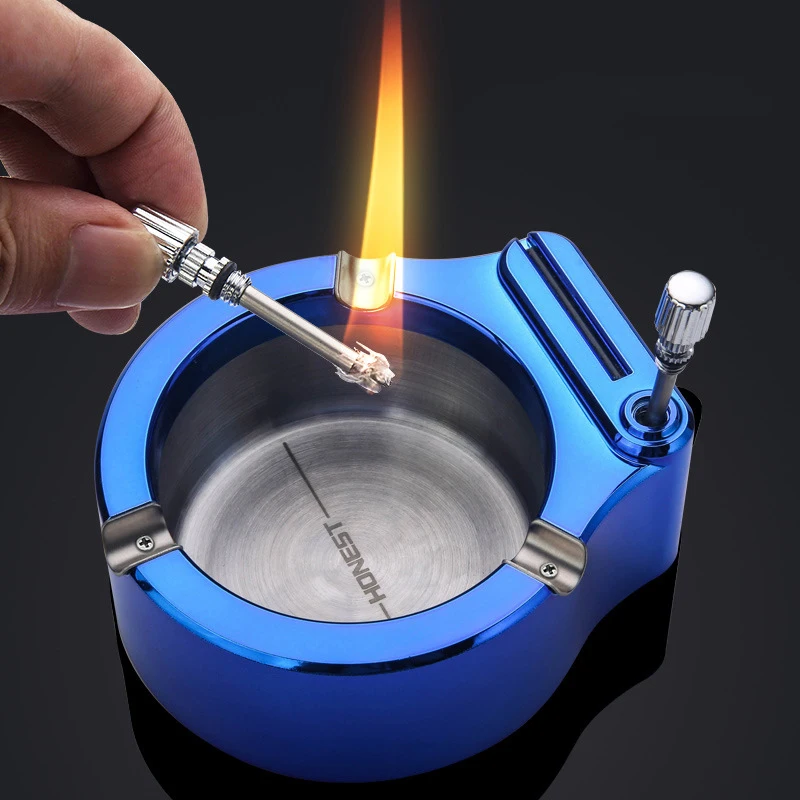 

Retro Metal Ashtray Ten Thousand Match Lighter Windproof Kerosene Flint Fire Starter Lighter Desk Decorations Gadgets For Men