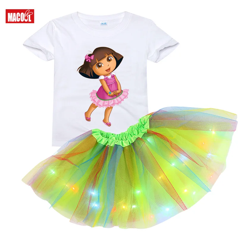 Rainbow Dress Tutu Dress Suit Kids Clothing for Girls Clothes Set Children Clothing Summer Skirt Light Toddler Birthday Outfits